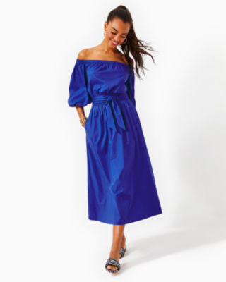 Shawnlee Elbow Sleeve Off The Shoulder Cotton Midi Dress Lilly Pulitzer