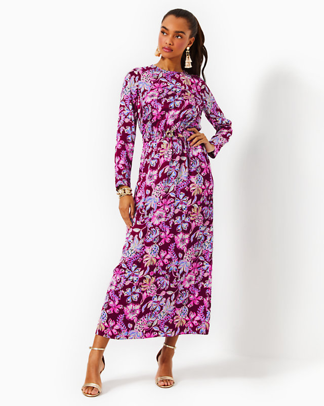 Leolynn Long Sleeve Maxi Dress, Amarena Cherry Tropical With A Twist, large - Lilly Pulitzer