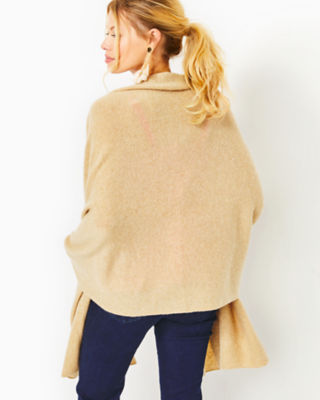Lanelle Cashmere Wrap, Heathered Rattan Metallic, large image 1 - Lilly Pulitzer