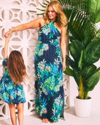 Orla Halter Maxi Dress, Multi The Hottest Spot Oversized Engineered Kn, large - Lilly Pulitzer