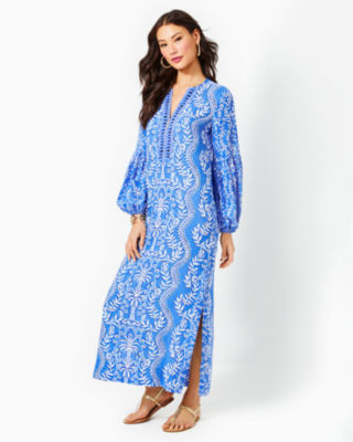 Laurelie Long Sleeve Maxi Caftan, , large - Lilly Pulitzer