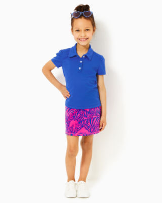 UPF 50+ Luxletic Girls Mini Maryana Skort, Passion Fruit Pink Wild Nights, large - Lilly Pulitzer