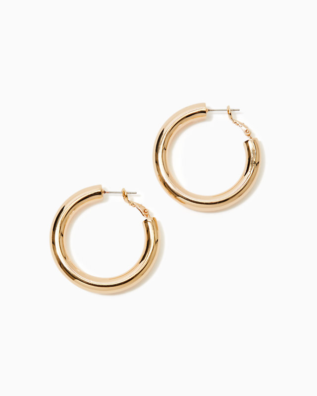 Harbour Hoop Earrings, Gold Metallic, large - Lilly Pulitzer