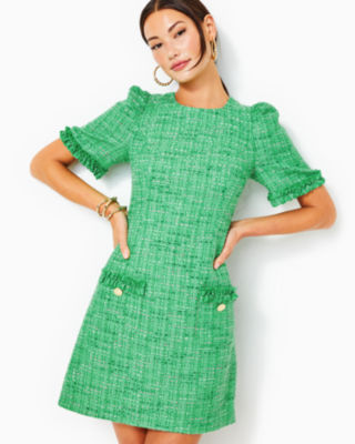 Green shift dress with hot sale sleeves