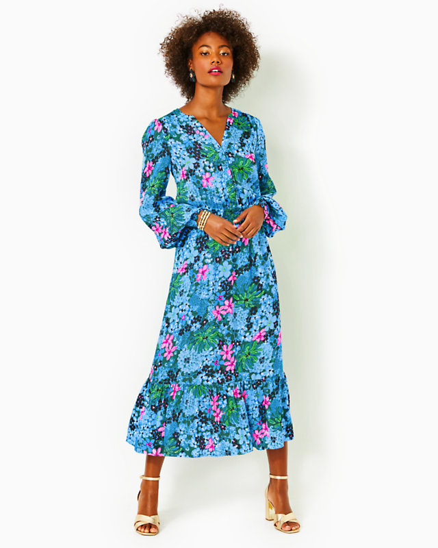 Loubella Smocked Midi Dress, Multi Soiree All Day, large - Lilly Pulitzer