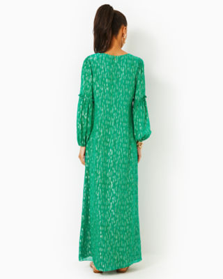 Lilly Pulitzer Cleme Maxi Dress In Fiddle Leaf Green Mystical Viscose Metallic Clip