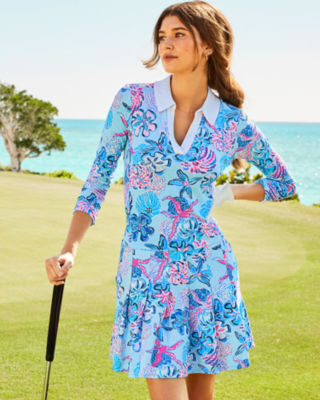 Shop Lilly Pulitzer Upf 50+ Luxletic Turtle Club Dress In Multi Bahamas Beachcomber