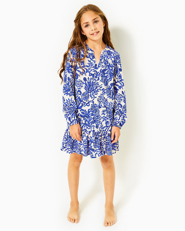 Girls Mini Alyssa Cotton Dress, Deeper Coconut Ride With Me, large - Lilly Pulitzer