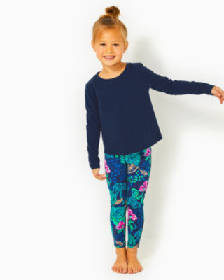 Lilly Pulitzer Upf 50+ Luxletic Girls Mini Weekender Legging In Low Tide  Navy Life Of The Party