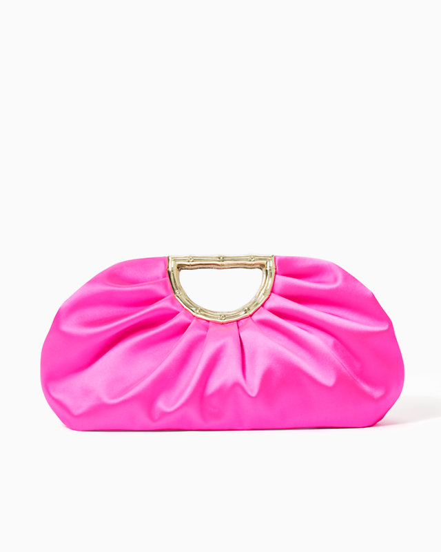 Culver Satin Clutch, Cerise Pink, large - Lilly Pulitzer