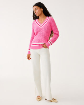 Brockton Cotton Sweater, Confetti Pink X Sun Shell Pink Tipping, large image 3