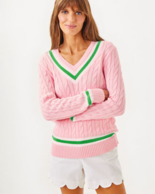 Brockton Cotton Sweater, Pink Muse X Fauna Green Tipping, large