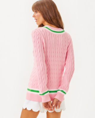 Brockton Cotton Sweater, Pink Muse X Fauna Green Tipping, large image 1