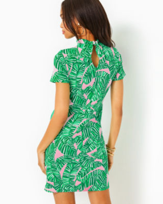 Hallie Short Sleeve Cotton Dress, Conch Shell Pink Lets Go Bananas, large image undefined