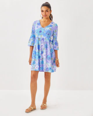 Jannie V-Neck Dress, Multi Let It Gogh, large image 2