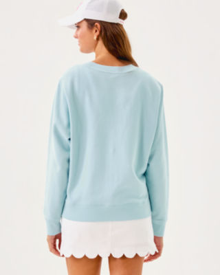 Ballad Cotton Sweatshirt, Bluette Sun Sand Sea Embroidery, large image 2