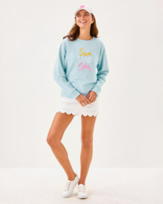Ballad Cotton Sweatshirt, Bluette Sun Sand Sea Embroidery, large image 3