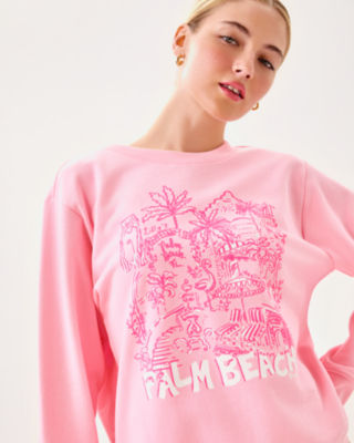 Ballad Cotton Sweatshirt, Conch Shell Pink Pb Playground Printed Sweatshirt, large image 2
