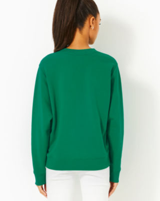 Ballad Cotton Sweatshirt, Fiddle Leaf Green Bow Embellishment, large image 1 - Lilly Pulitzer