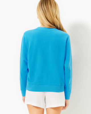 Ballad Cotton Sweatshirt, Lunar Blue Crab Embellishment, large image 1 - Lilly Pulitzer