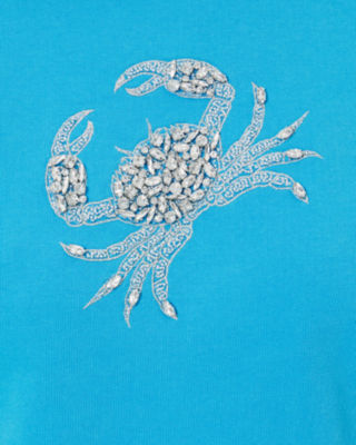 Ballad Cotton Sweatshirt, Lunar Blue Crab Embellishment, large image 4 - Lilly Pulitzer
