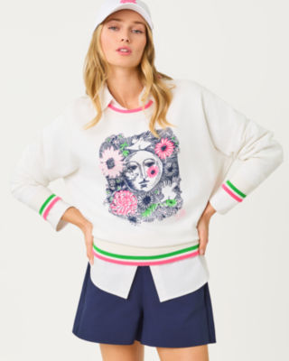 Ballad Cotton Sweatshirt, Multi Follow The Sun Embellishment, large image 1