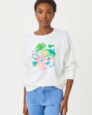 Ballad Cotton Sweatshirt, Multi Hawaii Destination Graphic, large