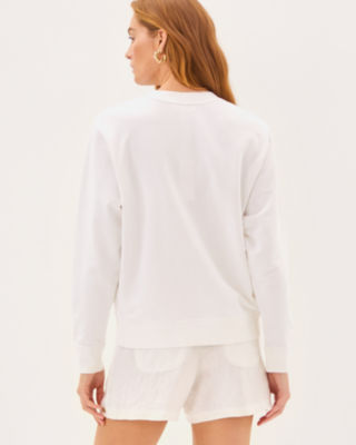 Ballad Cotton Sweatshirt, Resort White Cool As Shell Embroidery, large image 1