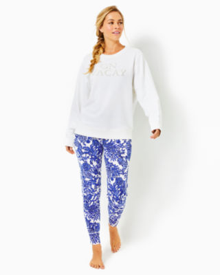 Shop Lilly Pulitzer Ballad Cotton Sweatshirt In Resort White On Vacay Embellished Graphic