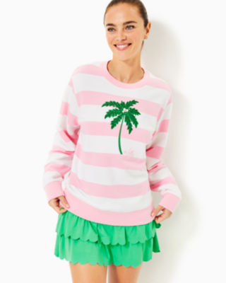 Ballad Sweatshirt, Conch Shell Pink Palm Tree Embellished Graphic, large image 3 - Lilly Pulitzer