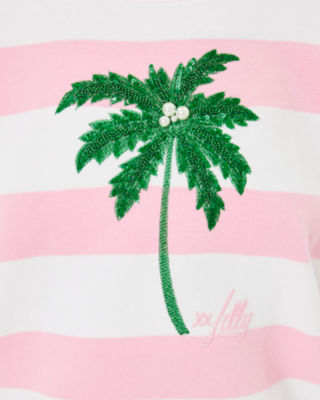 Ballad Sweatshirt, Conch Shell Pink Palm Tree Embellished Graphic, large image 5 - Lilly Pulitzer