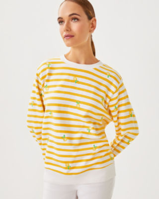 Ballad Sweatshirt, Honeycomb X Resort White Make Lemonade Half Drop Embroidery, large