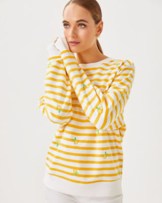 Ballad Sweatshirt, Honeycomb X Resort White Make Lemonade Half Drop Embroidery, large image 2