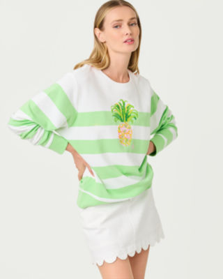 Ballad Cotton Sweatshirt, Multi Pineapple Embellishment, large