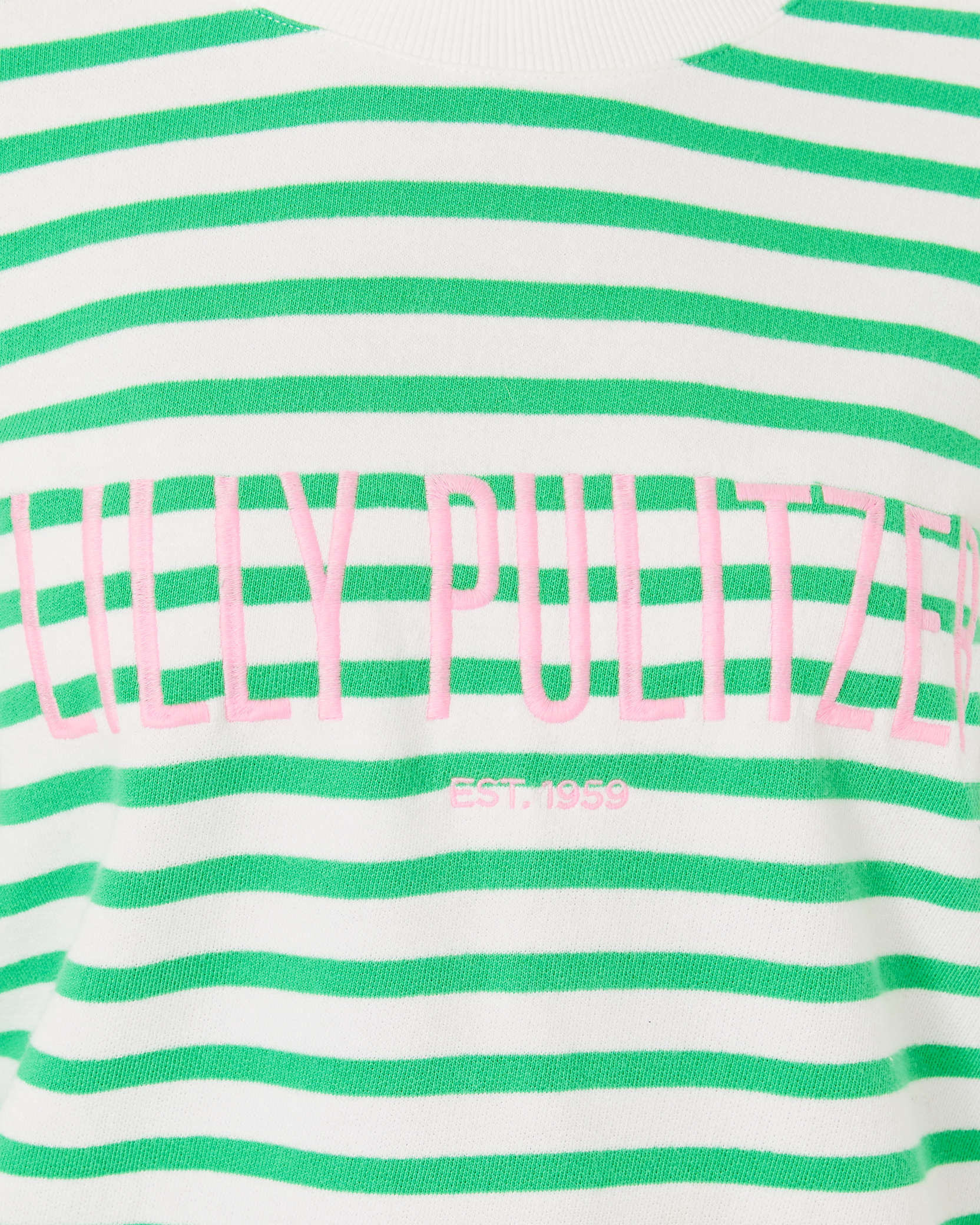 Shop Lilly Pulitzer Ballad Cotton Sweatshirt In Spearmint Striped  Embroidered Sweat