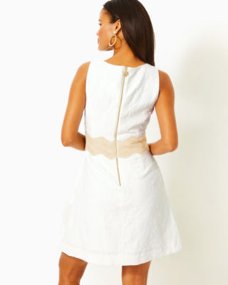 Siarra Stretch Dress, Resort White Caliente Pucker Jacquard, large image undefined