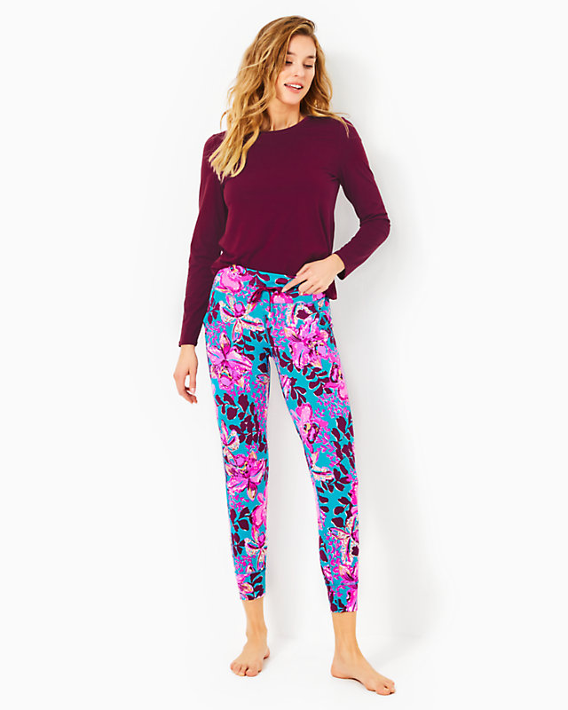 UPF 50+ Luxletic 28" Island Mid-Rise Jogger, Blue Rhapsody Orchid You Not, large - Lilly Pulitzer