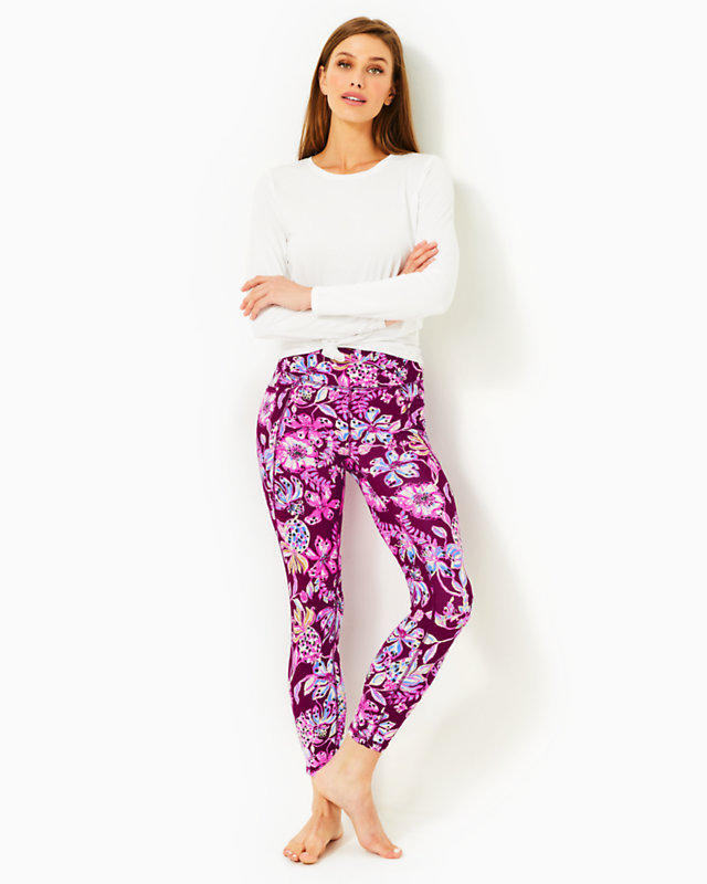 UPF 50+ Luxletic 24" South Beach High Rise Midi Legging, Amarena Cherry Tropical With A Twist, large - Lilly Pulitzer