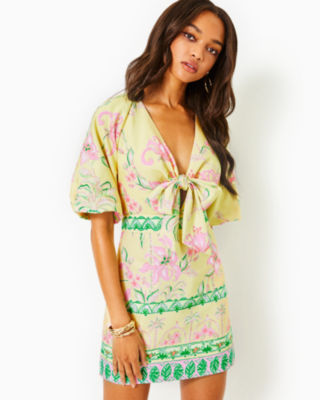 Lilly Pulitzer Haydn Short Sleeve Dress for Women - Square Neckline with  Puffed Sleeves, Adorable and Stylish Dress Multi Banana Split XXS One Size  at  Women's Clothing store