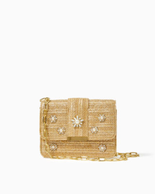 Lilly Pulitzer Emmeline Straw Crossbody Bag In Gold Metallic