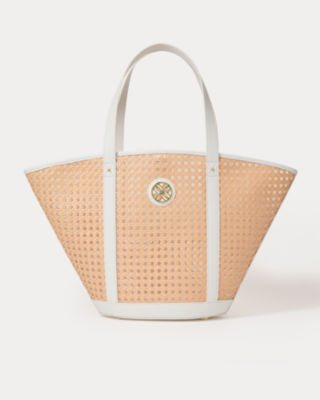 Wintour Cane Tote, Sand Bar X Resort White, large