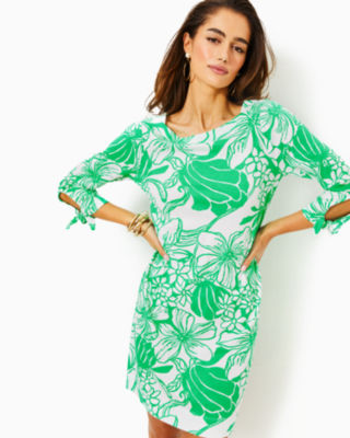 Lidia Boatneck Dress, Spearmint Oversized Kiss My Tulips, large - Lilly Pulitzer