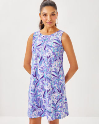 Eliza Cotton Dress, Tropicalia Purple Elephant In The Bloom, large
