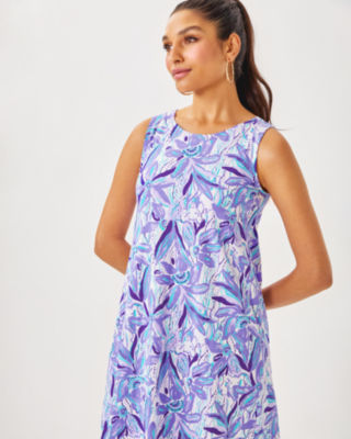 Eliza Cotton Dress, Tropicalia Purple Elephant In The Bloom, large image 2