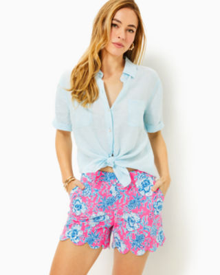Shop Lilly Pulitzer 5" Buttercup Mid Rise Short In Roxie Pink Wave N Sea