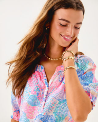 Caprina Linen Top, Multi Roar Of The Seas, large image 2