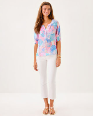Caprina Linen Top, Multi Roar Of The Seas, large image 3