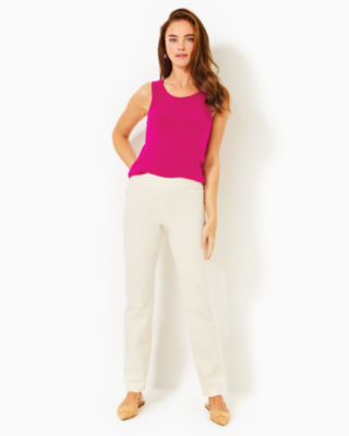 32" Declynn Polished High Rise Straight Leg Pant, Creme Brulee, large - Lilly Pulitzer