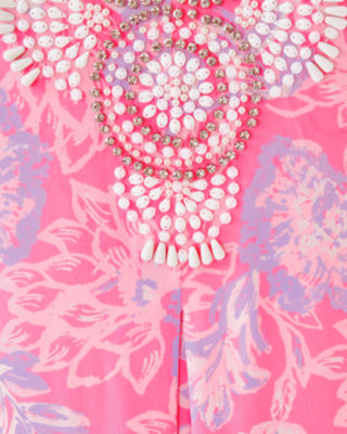 Mindy Beaded Silk Maxi Caftan, Rousseau Pink Zen Garden, large image 5