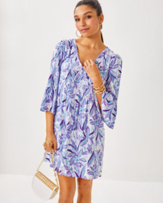 Danika Tunic Dress, Tropicalia Purple Elephant In The Bloom, large